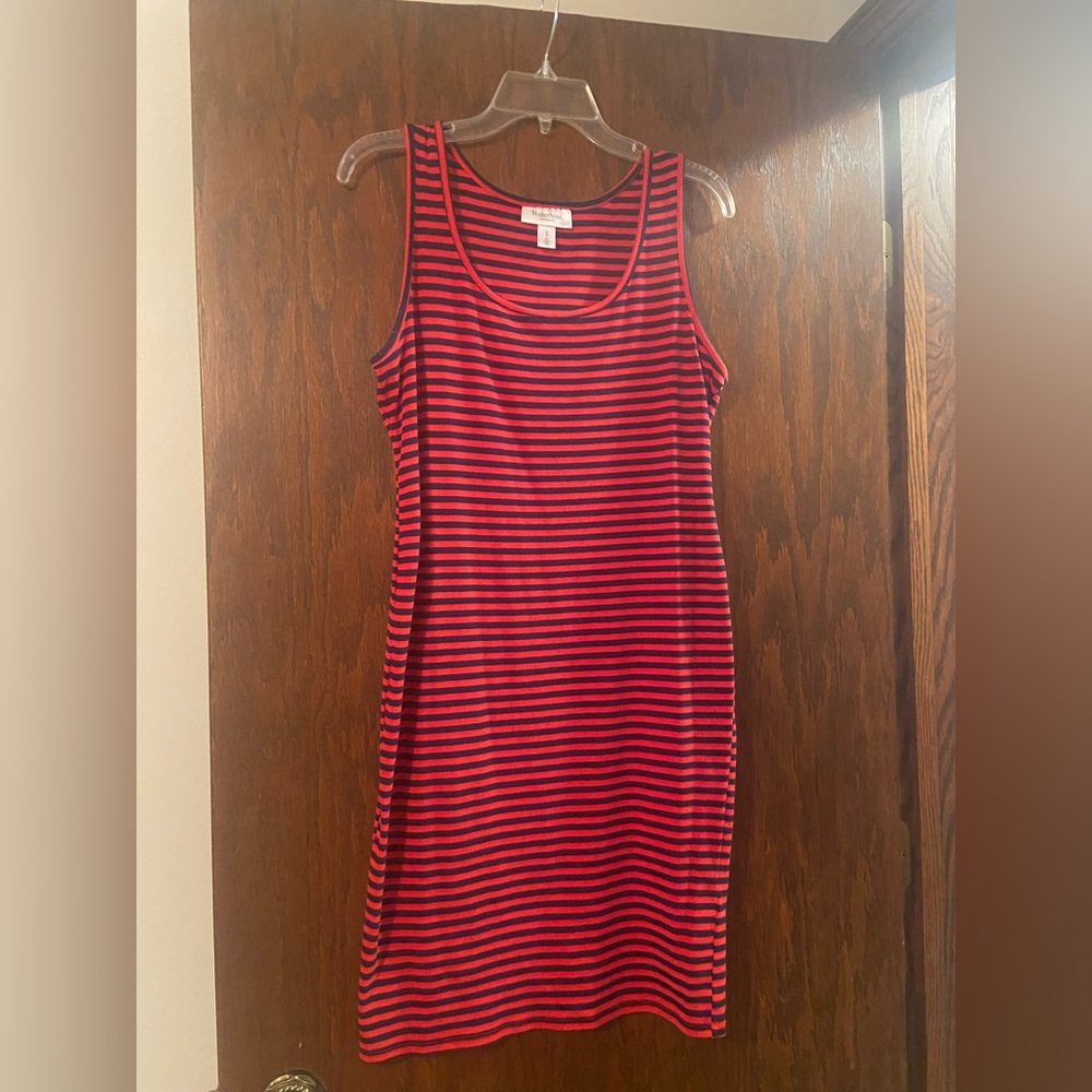 Motherhood Maternity Large Formfitting Red and Blue Dress